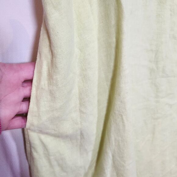 Old Navy Large $35 Chartreuse Lime Linen Cami Mini Dress Summer Bright - Picture 3 of 10